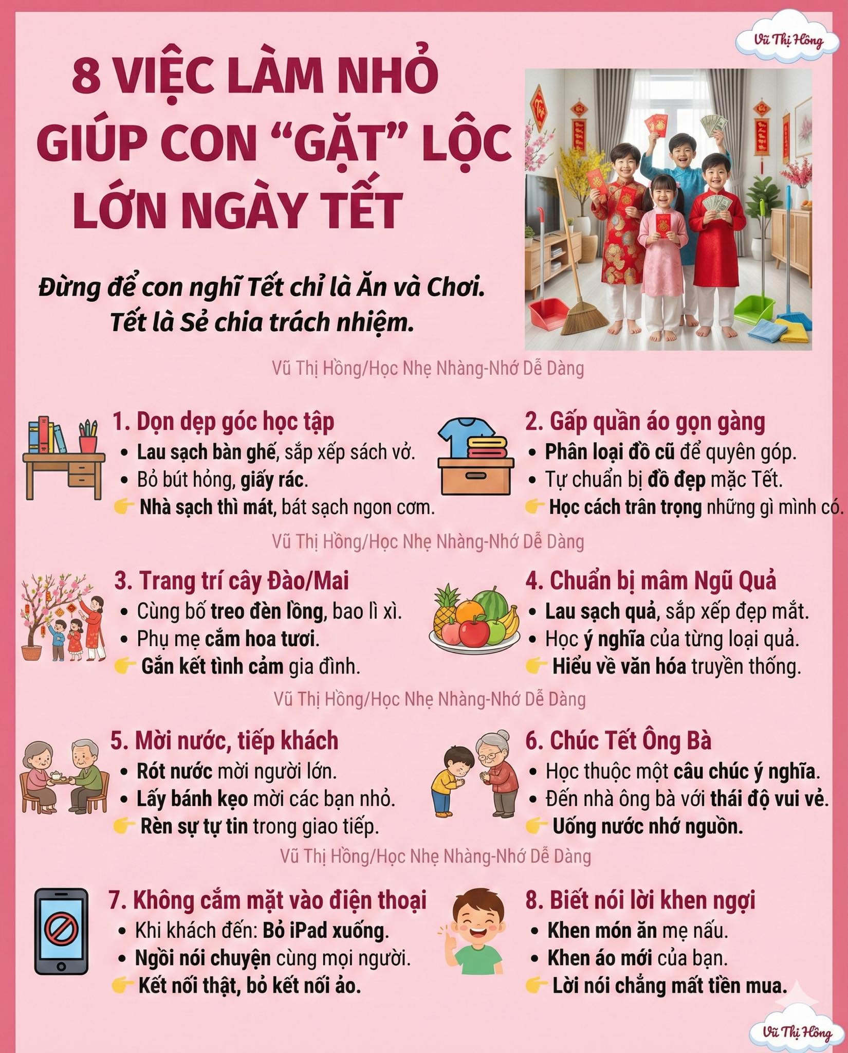 8 VIỆC LÀM GIÚP CON HÁI LỘC NGÀY TẾT.