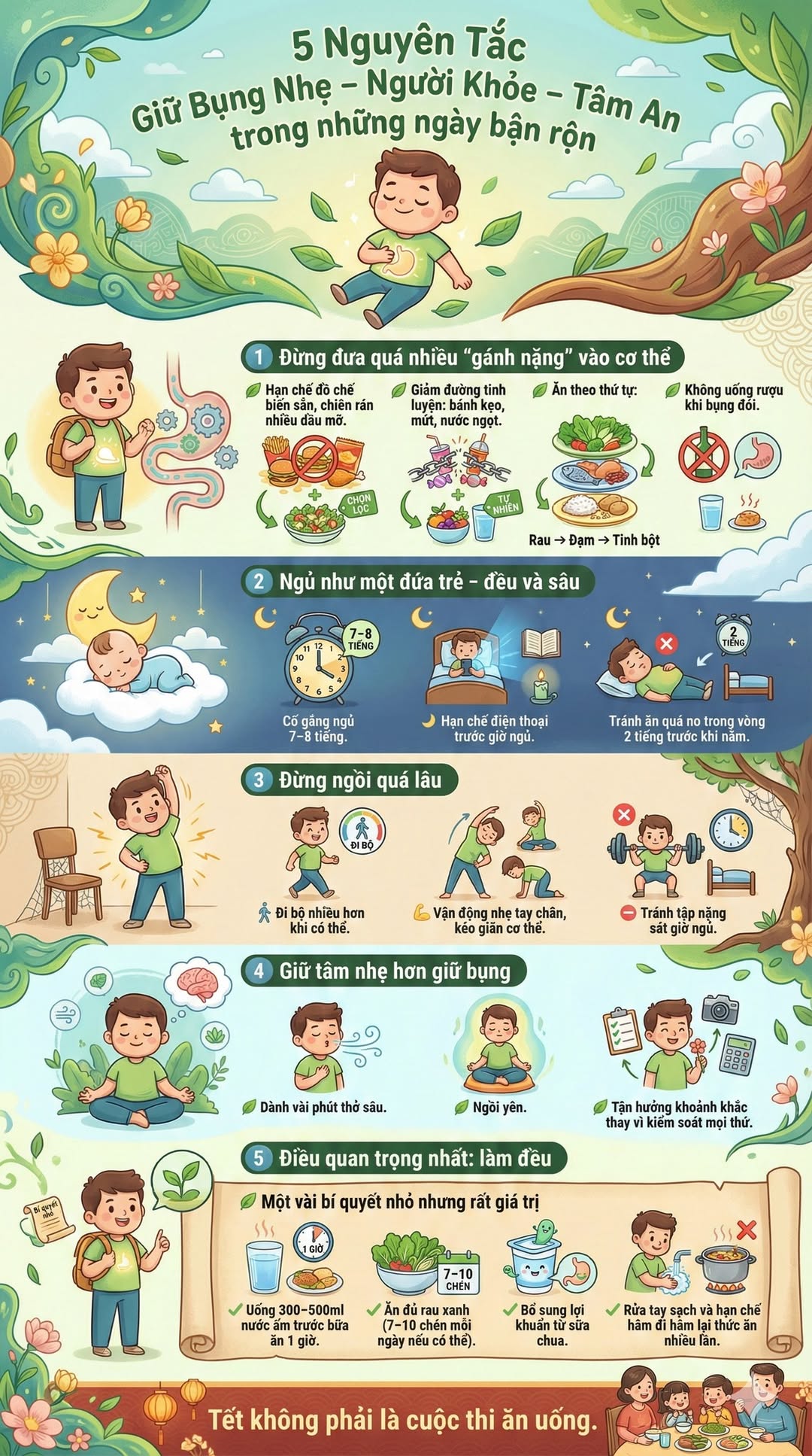 **5 nguyên tắc giữ bụng nhẹ – người khỏe – tâm an trong những ngày bận rộn**